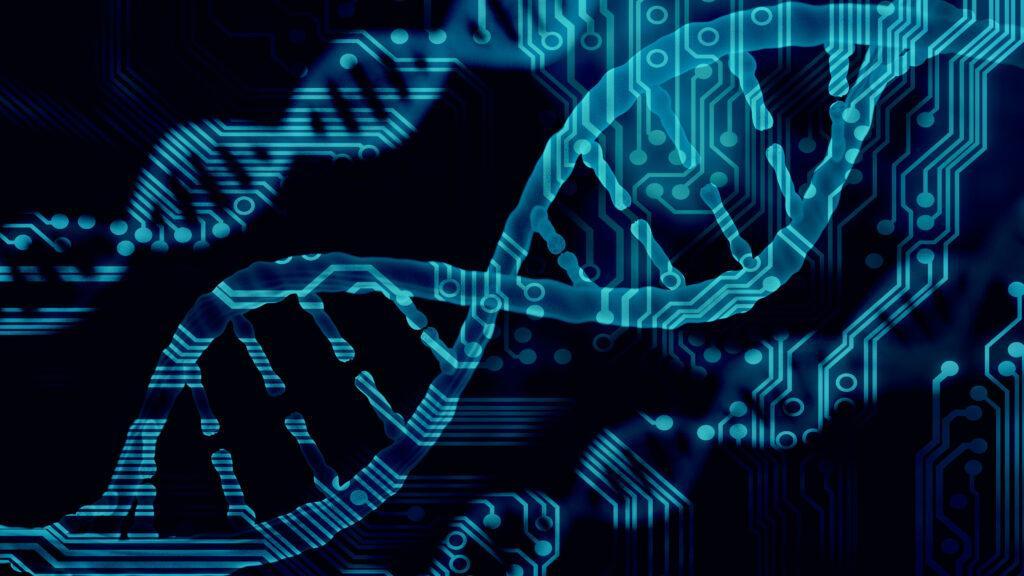 Biotechnology bioinformatics concept of DNA and protein letter background, DNA and protein sequence 3d render. 